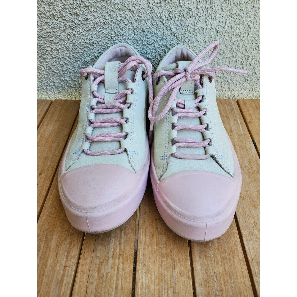 ECCO Flexure T-Cap Sneakers Womens Leather Shoes Off White Pink Size 35 / US 4 - Picture 2 of 12